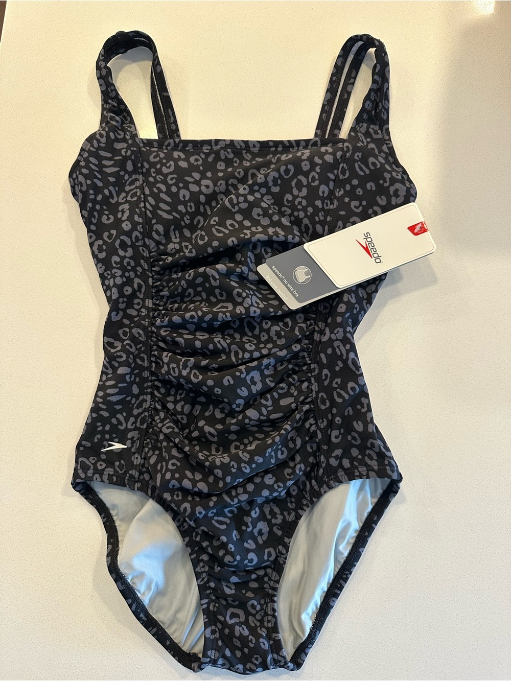 Speedo Black & Charcoal Leopard One-Piece Swimsuit